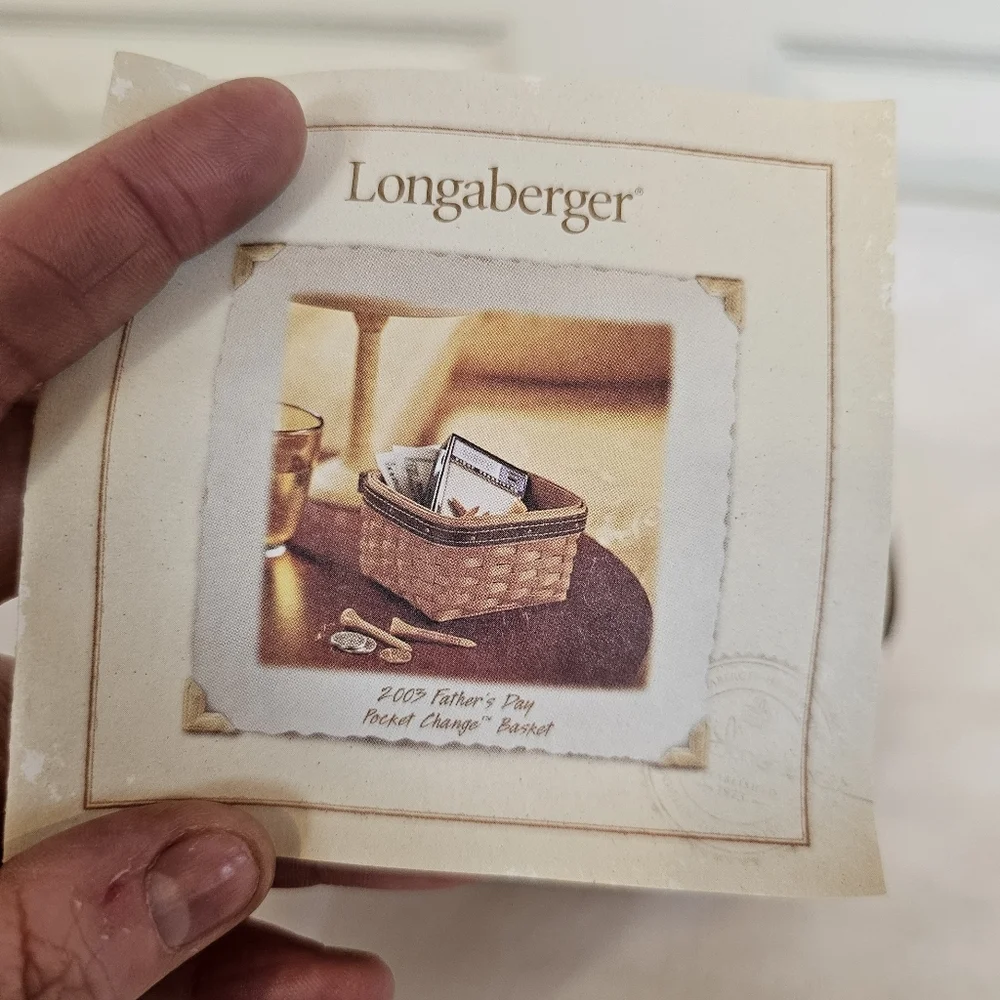 Longaberger 2003 Vintage Fathers Day Pocket Change Basket Leather Trim Woven